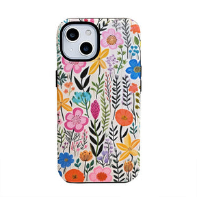 Colorful Flower Phone Case Apple 14pro Women's Trendy 2-in-1 Film Case Apple 15 Phone Case iP16