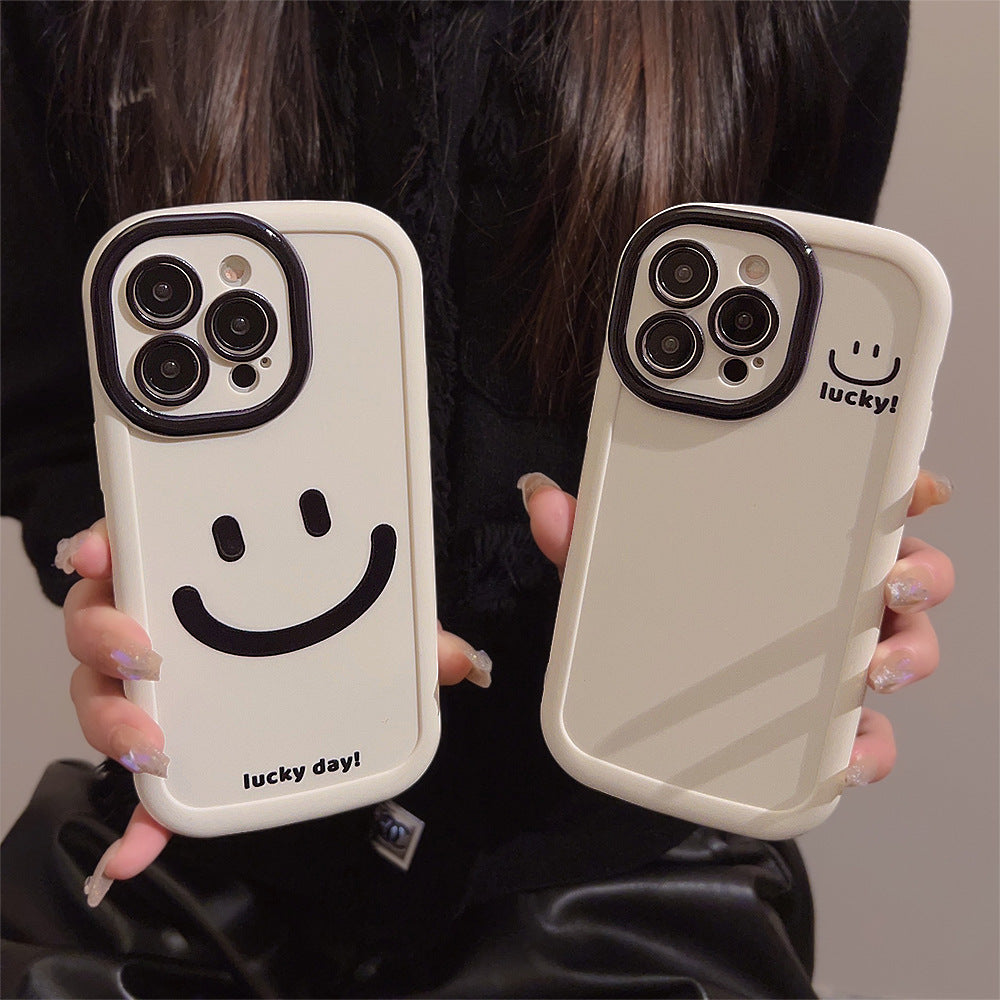 Simple graffiti smiley face Apple 13 phone case iPhone 15 silicone 11 suitable for 14 promax all inclusive 12