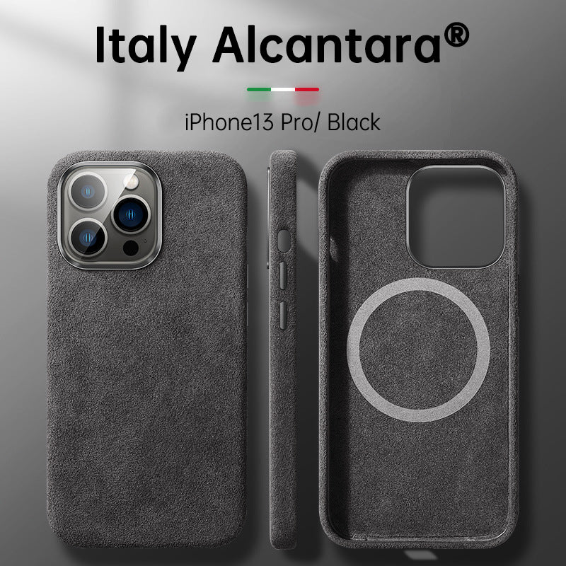 Italian Alcantara Case for iPhone 15 Pro Max Business Leather Phone Back Cover for iPhone 13 Pro Max Magnets