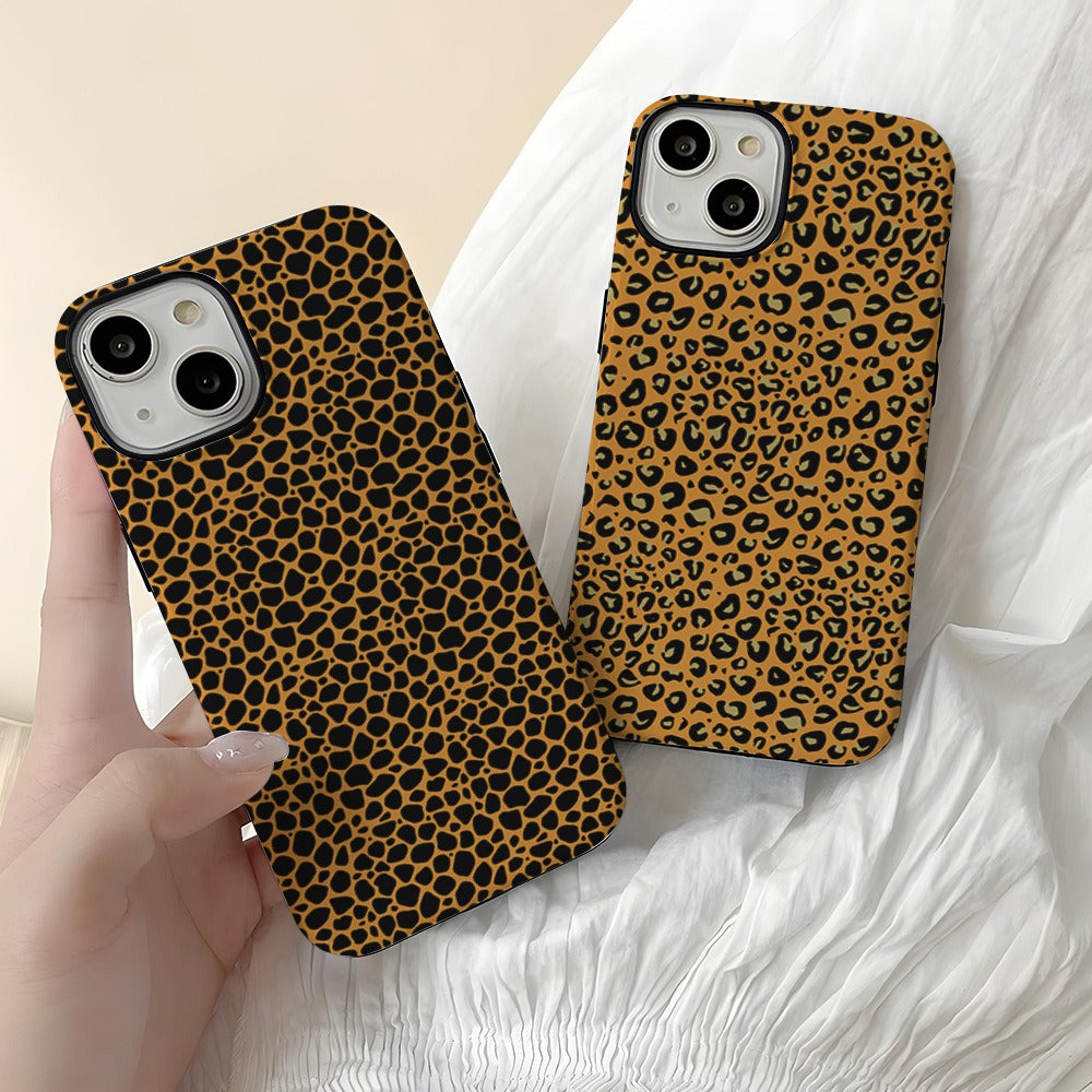 Sexy leopard print Apple 15 phone case IP16 anti drop protective case 2-in-1 film case Apple 13pro