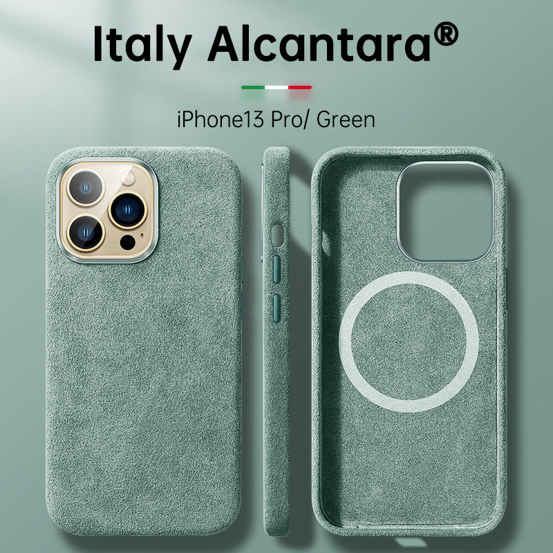 Italian Alcantara Case for iPhone 15 Pro Max Business Leather Phone Back Cover for iPhone 13 Pro Max Magnets