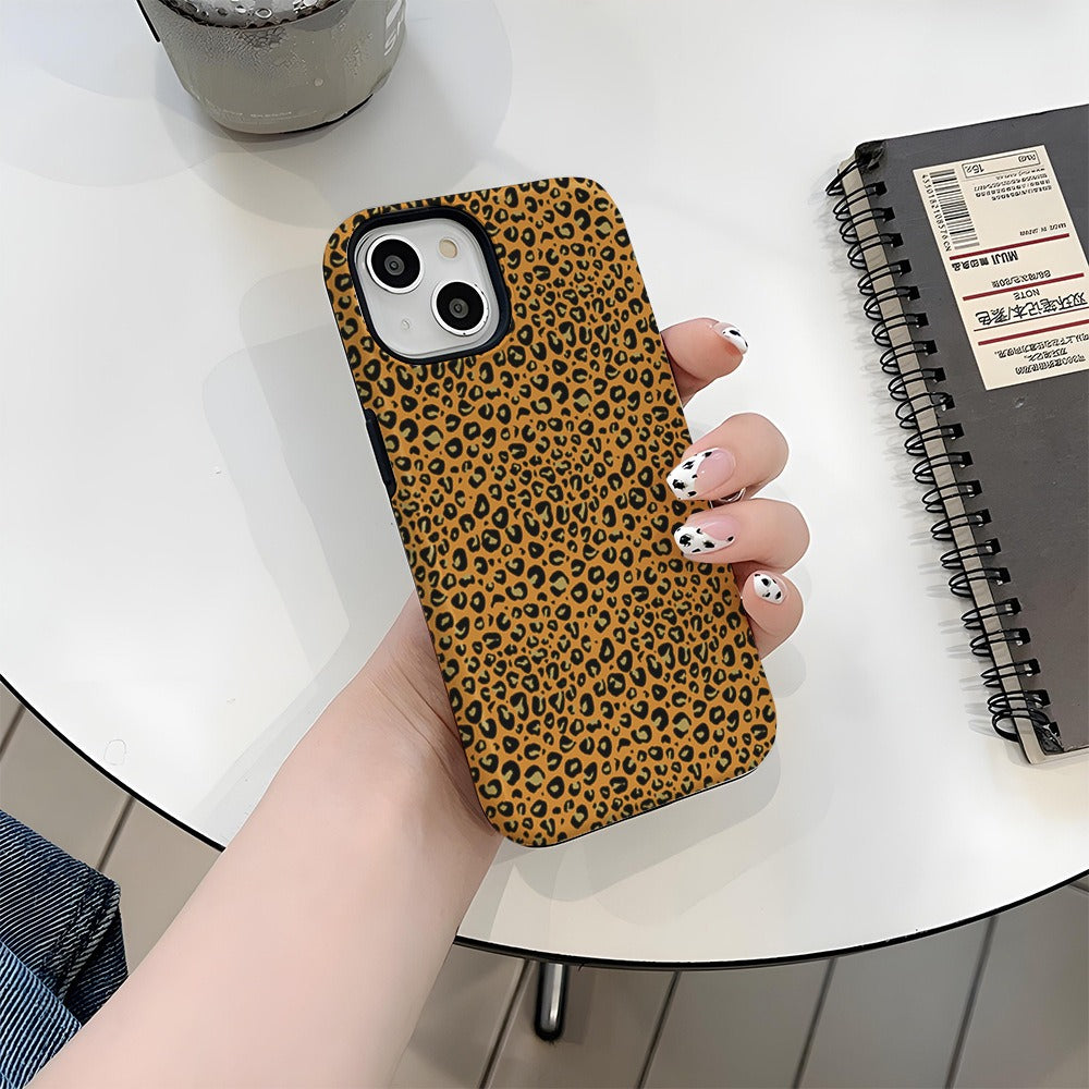 Sexy leopard print Apple 15 phone case IP16 anti drop protective case 2-in-1 film case Apple 13pro