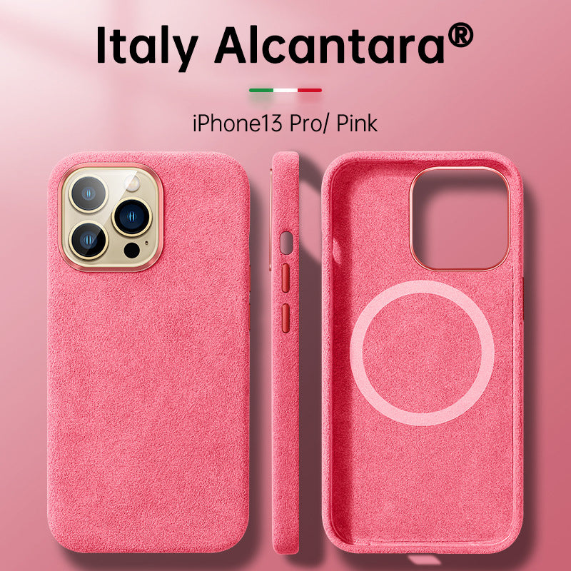 Italian Alcantara Case for iPhone 15 Pro Max Business Leather Phone Back Cover for iPhone 13 Pro Max Magnets