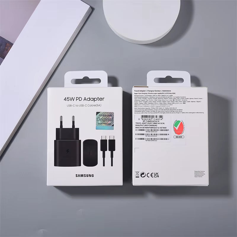 45W Super Fast Charger for Galaxy S24 Z Flip Fold 5 4 3 2 S24 S23 S22 Note20 Ultra plus A55 5A USB C to USB C PD Cable