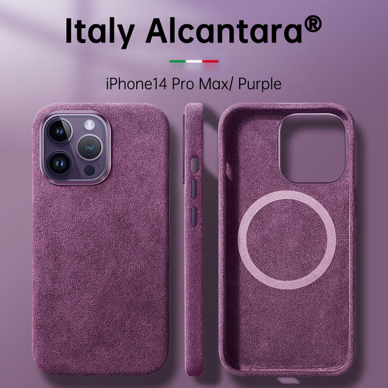 Italian Alcantara Case for iPhone 15 Pro Max Business Leather Phone Back Cover for iPhone 13 Pro Max Magnets