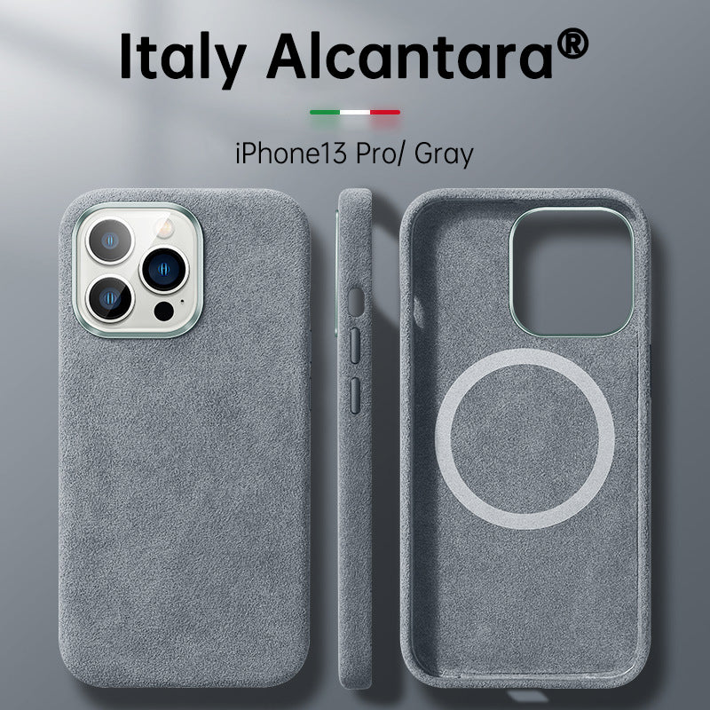 Italian Alcantara Case for iPhone 15 Pro Max Business Leather Phone Back Cover for iPhone 13 Pro Max Magnets