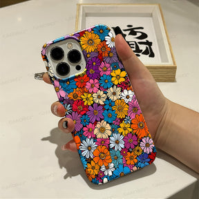 Oil painting flower anti drop phone case Apple 16pro 2-in-1 film case Apple 15pm phone case women's