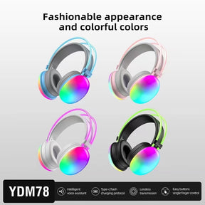 Head mounted Bluetooth earphones YDM78 luminous computer gaming wireless headset