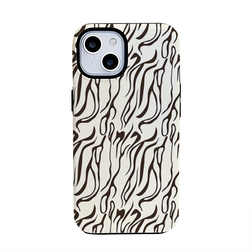 White leopard print 2-in-1 film case suitable for Apple 15promax phone case Apple 14pro fashion 16pro