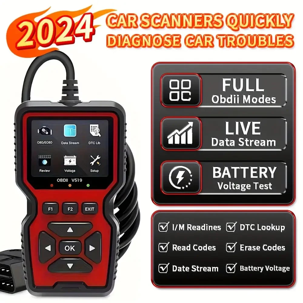 2025 Newest V519 OBD2 Scanner Professional Mechanic OBDII Diagnostic Code Reader Tool Car Fault Detector for Check Engine Light